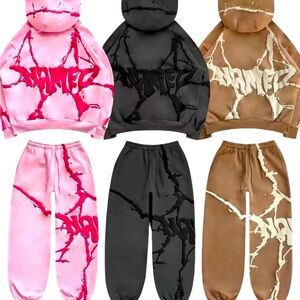 Fleece foam printed fashionable tricolor hoodie, oversized men hoodie, Y2K